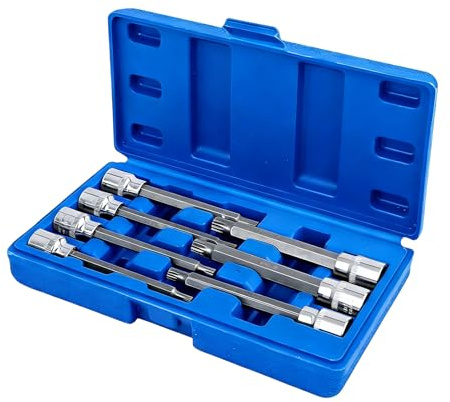 Jeu de 7 douilles à six pans creux longs, 3/8, 3-10 mm, en acier CR-V, avec boîte de rangement, pour visseuse à percussion et clé dynamométrique