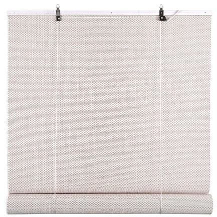 Buseu Outdoor Rollo Wetterfest Bambus Look für Fenster Tür,B110 x H160 cm Weiß