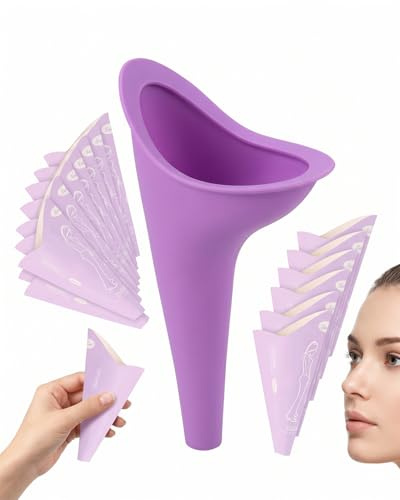 DLPRK 20 pezzi coni pipì donna usa e getta + 1 imbuto per pipì donna riutilizzabile, set da viaggio pipì in piedi per auto, campeggio, escursioni e viaggi