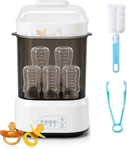 Sterilisator für Babyflaschen mit Trocknerfunktion, Flaschen Sterilisator Baby, 4-in-1 Elektrischer Dampfsterilisator für Flaschen, für flaschen & Milchpumpen-Zubehör Schnellsterilisation