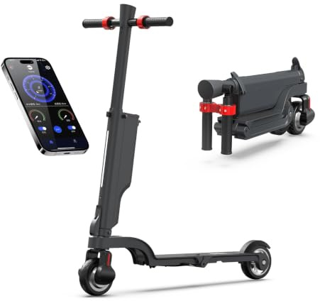 HX X6 Backpack Electric Scooters with Removable Battery,4-fold E-Scooter 350W,Double Braking System＆LCD Display,3 Speed Mode Portable Trunk Escooter for Adults/Teens,APP-5.5'' Solid Tire