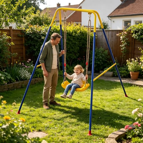 Warmiehomy Toddler Swing, 3 in 1 Baby Swing Outdoor for Kids 1-10, Green | Foldbale Toddler Swing Seat, Swing Chair for Garden Backyard Outdoor Indoor for Kids 3-10 Years Old