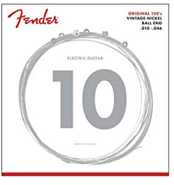 Fender Original 150 Electric Guitar Strings, Pure Nickel Wound, Ball End, 150R .010-.046 Gauges, (6)
