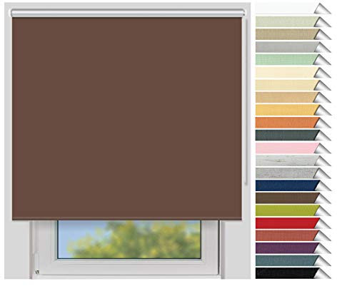EFIXS Thermorollo Medium - 25 mm Welle - Breiten: 60-240 cm - Höhen bis 240 cm - Hier: 140 cm x 190 cm (Stoffbreite x Höhe) - braun (066) - Hitzeschutzrollo - Verdunklungsrollo