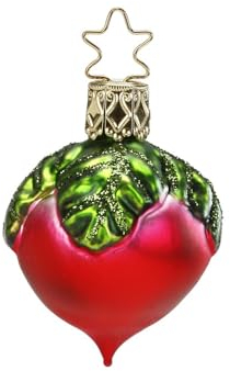Christbaumschmuck Radieschen 5cm mundgeblasenes Glas handbemalt - Weihnachtsbaumschmuck Rettich Rot - Weihnachtsdeko Anhänger Essen bayrisch - Weihnachtskugeln & Glasfiguren Bayern Deko Gemüse