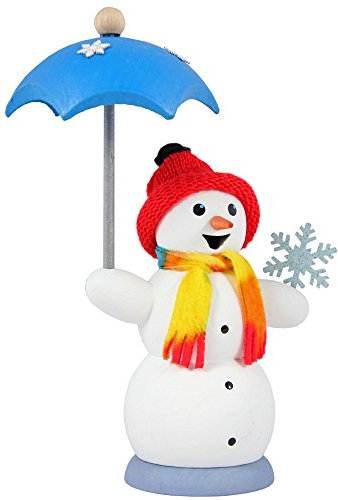 Kuhnert Rauchmann/Räucherfigur aus Holz - Schneemann mit Schirm - ca. 13 cm - Made in Germany