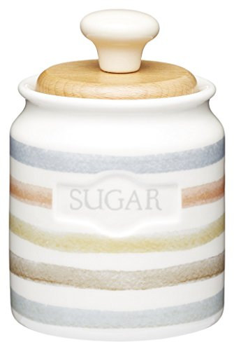 KitchenCraft Classic Collection Striped Ceramic Sugar Pot, 450 ml (16 fl oz) - Cream