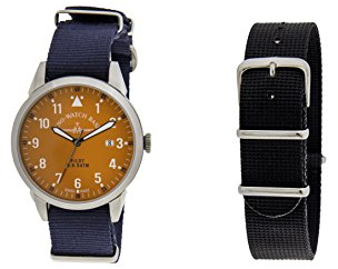 Zeno Herren Datum klassisch Quarz Uhr mit Stoff Armband ZE5231-2