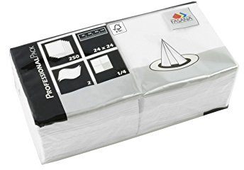 Servietten Fasana 250 Stück | 2-lagige Papierservietten in weiß | Serviette 1/4-Falz Größe: 24x24 cm, Dekoserviette, Prägeservietten für Serviettenhalter & Spender