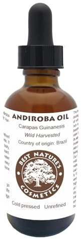 Best Nature's Cosmetics Huile d'Andiroba - Pressée à froid, non raffinée, récoltée sauvage - Soin naturel de la peau et huile capillaire pour visage, corps, massage, spa, peaux sèches sensibles