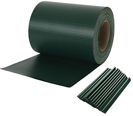 NAIMORUI Sichtschutzfolie Sichtschutzstreifen Garten Sichtschutz Zaun Inkl. 20 Befestigungsclips 450g/m² - Doppelstabmatten für Gartenzaun,Balkon 19cm*35m Grün