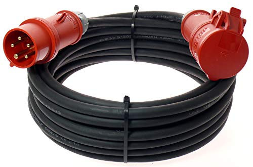 CEE Starkstromkabel Starkstromverlängerung Verlängerungskabel Starkstrom Gummiverlängerung H07RN-F 5X2,5mm² Phasenwender 5P 16A 400V Kraftstromkabel Außenbereich 40m