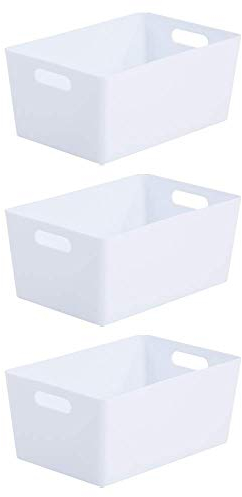 Wham Bam 4.02 Ice White Plastic Studio Storage Baskets Office Home & Kitchen Tidy Organiser 25.5 x 17 x 11cm (3 Baskets)