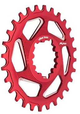 FUNN Solo DX Narrow Wide Kettenblatt für 9 10 11 12 Gang Kette, passend für SRAM Direct Mount Interface Kurbelgarnitur, 3mm Versatz, Einzelgeschwindigkeits-Kettenblatt (28 Zähne, Rot)
