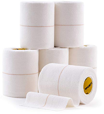 6 Rolls - SPORTTAPE EAB Fabric Strapping Tape - 7.5cm x 4.5m | Elastic Adhesive Bandage Fabric Tape, Rugby Lifting & Strapping Tape, Extra Strong Sports Tape, Non-Tear Centreline, Cloth EAB