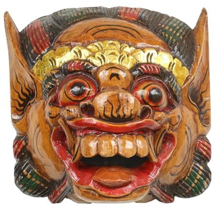 Oriental Galerie Barong Maske balinesische Mythologie Drachenmaske Bali Barongmaske Rangda Ubud Asien gute Geister traditionell ca. 25 cm Holz, Farbe:Orange