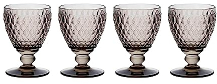 Villeroy & Boch Boston Coloured Weißweingläser Smoke 4er Set, 230 ml, Farbige Weingläser mit Facettenmuster, Kristallglas für Weißwein, Spülmaschinengeeignet, Grau