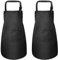 2 Stück Schwarz Kinder Schürzen mit Taschen, Verstellbare Kleinkind Kochschürze für Jungen Mädchen, Küchenschürze Malschürze, Kinder Künstler Schürzen für Basteln Malen Backen Kochen (7-13 Jahre)