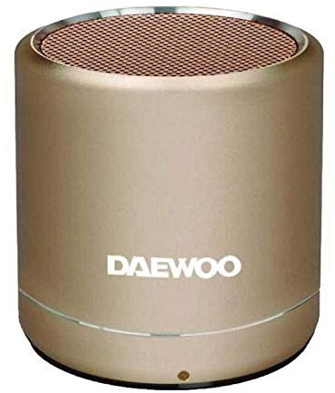Altavoz Bluetooth Daewoo - Mini Altavoz Bluetooth Potente - Altavoz portatil 5W - Tecnología True Wireless, Acabado Aluminio, Batería 3h, Manos Libres, Radio FM, USB, Miscro SD, Dorado
