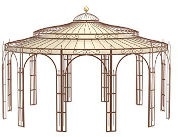 ELEO Pavillon Toskana, rostoptik Sonnensegel, 5x5m, mit Dekorkugel