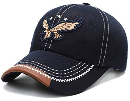 XibeiTrade Baseballkappe mit Adler-Krempe, aus Baumwolle, für Sport, Outdoor, Freizeit, Baumwolle Gr. M, blau