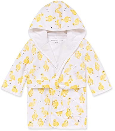 Burt's Bees Baby Infant Hooded Robe Organic Knit Terry Unisex Bathrobe, Unisex Boys and Girls, Size 0-9 Months Old