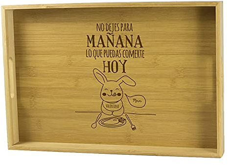 Bandejas de bambú Personalizadas (Bandeja de Madera Divertida grabada con Nombre)