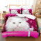 MIQEBX Nettes Katze Bettwäsche Set 135x200cm für Mädchen Jungen Kinder 3D Haustier Katze Mikrofaser Rosa Bettbezug Set Lustige tierbedruckte Betten Set Kinderzimmer Dekor