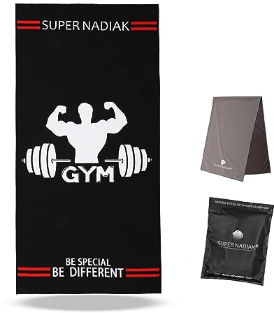 NADIK® Gym Handtuch – Kompaktes und leichtes Mikrofaser Handtuch für Kraftraum, Fitness und Sport. (Schwarz)