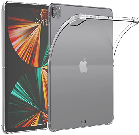 Asgens Coque Noir Transparente pour iPad Pro 12,9'' 2021, Coque en Silicone Souple Mou Housse De Protection TPU pour iPad Pro 12.9 Pouces 2021 Modèle A2378 / A2461 / A2379 / A2462