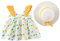 Routefuture Robe de Plage Bébé Fille été Robe Bambin sans Manches Imprimé à Pois Robe de Princesse Robe d'été Balançoire avec Chapeau de Paille Robe de Fête (Jaune #1,6-12 Mois)