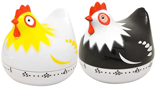 Cabilock 2 stücke Mechanischer Timer Eieruhr Küchentimer 60 Minuten Countdown Timer Wecker Küche Backen Kochen Steaming Manual Timer für Kinder Lernen Yoga Huhn im Ei Design