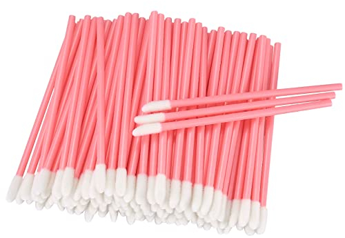 100 Stück Make Up Lippenstift Pinsel, Lippenpinsel, Lippenstift Applikator Lipgloss Pinsel, Schminkpinsel für Lippen Makeup - Rosa