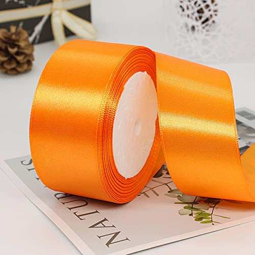 ZHIHUI Satinband Orange 40mm, 22 Meters Dekoration Geschenkband Fein Schleifenband, Stoffband für Luftballons, Hochzeit, Taufe und Geburtstag Geschenke Der Valentinstag Verpackung von Geschenken