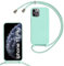 MBSLFY Lanyard Case for iPhone 11 Pro, Liquid Silicone Protective Phone Case with Strap Adjustable Neck Cord Necklace Soft Cover for iPhone 11 Pro, Mint green