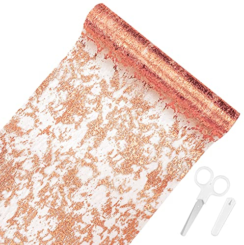 Yotako Tischläufer Rosegold Glänzend, 100x28cm Tischband mit Beschicht in glänzend golden, Polyester Herbstlich Tischläufer Tischdeko für Hochzeit, Ostern, Weihnachtlich oder Festival Neujahr