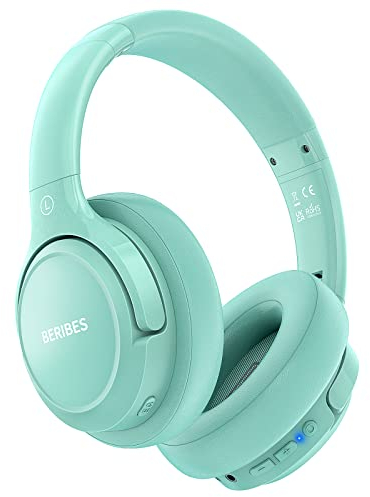 BERIBES Bluetooth Kopfhörer Over Ear, 65 Std Kopfhörer Kabellos Bluetooth mit 6 EQ-Modi, HiFi Stereo, Eingebautes Mikrofon, Faltbares Wireless Headphones für Handys/iPad/Laptops/PC (Grün)