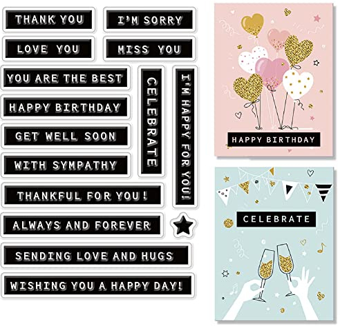 craspire Daily Language Clear Stamps Dankeschön-Stempel Für Die Kartenherstellung, Dekoration, Scrapbooking, Alles Gute Zum Geburtstag Silikonstempel Für Grußkarten Fotoalbum