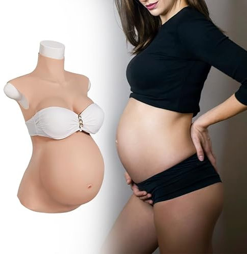 Minaky Silicone Ventre de Femme Enceinte Faux Ventre de Grossesse Réaliste pour Accessoires de Photographie, Performance, publicité, Silicone Filled-9 Month