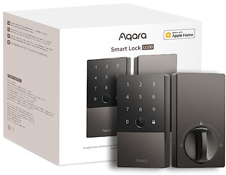 Aqara Smart Lock U100, cerradura de puerta de entrada sin llave con llave Apple Home, teclado de visualización táctil, cerrojo electrónico Bluetooth, IP65 resistente a la intemperie, compatible con