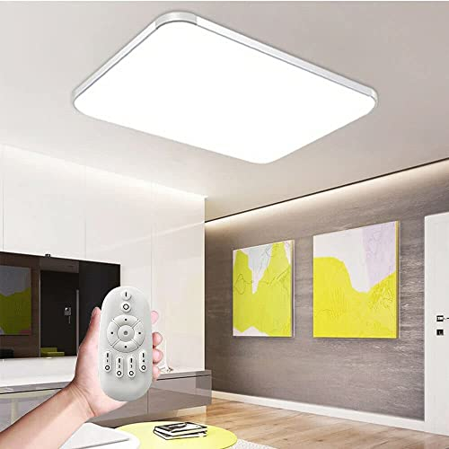 UISEBRT 72W LED Deckenleuchte Dimmbar Modern Deckenlampe mit Fernbedienung Ultraslim Flimmerfreie LED Lampe für Schlafzimmer Wohnzimmer Küche - Silber