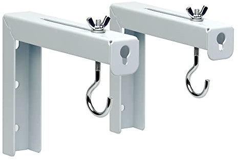 UineHiot Universal Projector Screen Mount, 1 Pair L-Brackets, Adjustable Hooks, Wall Mounted, White