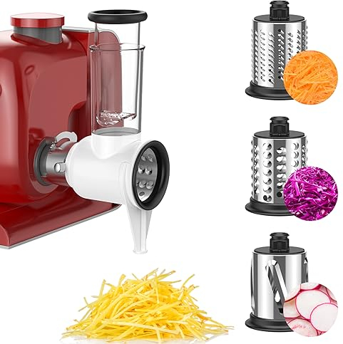 GVODE Gemüseschneider Zubehör für Bosch MUM5 Küchenmaschine, Käsereibe Zubehör, Gemüsemühle mit 3 Klingen aus Rostfreiem Stahl