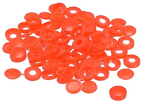sourcing map 200 Stück 5 mm Scharnierschrauben Abdeckkappen Kunststoff Faltschraube Snap Abdeckungen Unterlegscheibe Flip Schraube Schutz Abdeckung für M3 M4 M5 Schrauben, Rot