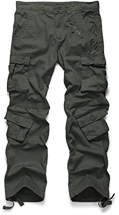 Aeslech Homme Pantalon Cargo Militaire avec 8 Poches Baggy Pantalon de Combat d'extérieur de Travail 1 Dark Gris 34 - FR 44