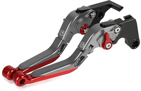 YIEBA Motorrad-verstellbarer, klappbarer Brems- und Kupplungshebel für Z900 2017–2020, Z650 2016–2020, Motorradzubehör, CNC-Aluminium (Rot + Titanfarbe)