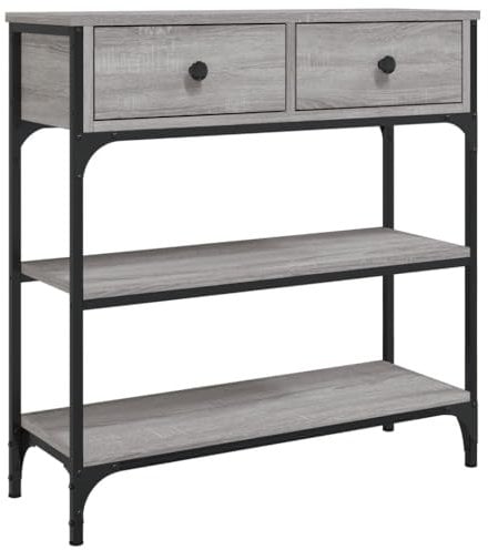 vidaXL Table Console, Table d'Entrée avec Rangement, Table de Couloir, Table d'Appoint Salon Salle de Séjour Maison Intérieur, Industriel, Sonoma Gris Bois d'Ingénierie