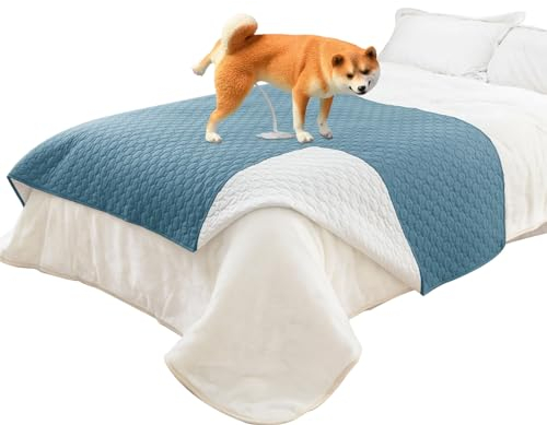 uiceno Groß Hundedecke Waschbar, 100% wasserdichte Hundedecke Sofa, 132x208cm rutschfeste Hunddecke Als Schutz für Sofa & Bett für Mittelgroße und Große Hunde, Katzen, Grau Blau