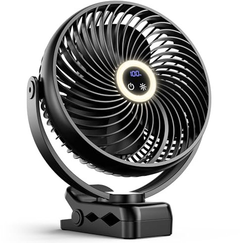 xasla Portable clip fan with timer battery operated