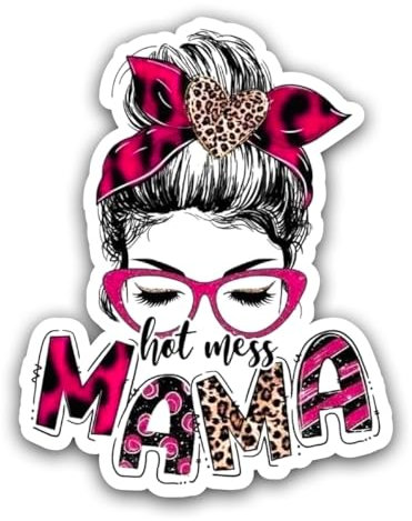 Hot Mess Mama Vinyl-Aufkleber – 12,7 cm, lustiger Mom Life Aufkleber für Autos, Laptop, Fahrzeuge, Wasserflaschen, Becher, Notebook, Fenster